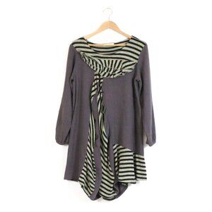 *Blue Hat Patchwork Purple, Black and Grey Stripe Tunic